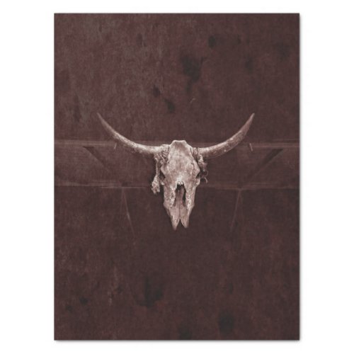 Bull Skull Western Country Cowboy Brown Rustic Tissue Paper