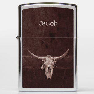 Bull Skull Western Country Cowboy Brown Rustic Zippo Lighter