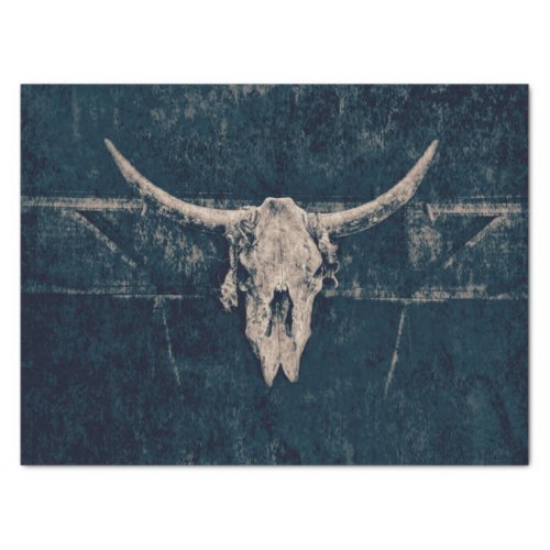 Bull Skull Western Country Grey Old Rustic Grunge Tissue Paper