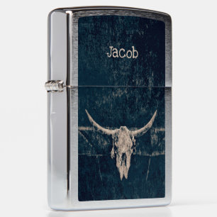 Bull Skull Western Country Grey Old Rustic Grunge Zippo Lighter