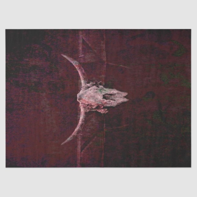 Bull Skull Western Country Red Brown Old Rustic Tissue Paper (Front)