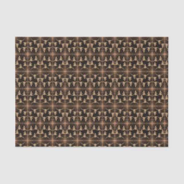 Bull Skull Western Country Sepia Brown Pattern Tissue Paper (Front)
