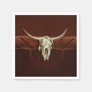 Bull Skull Wild West Brown Rustic Country Western Napkins