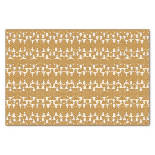 Bull Skulls Elegant White Gold Glitter Pattern Tissue Paper