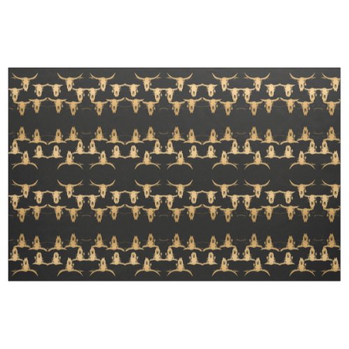 Bull Skulls Gold Black Elegant Stylish Pattern Fabric