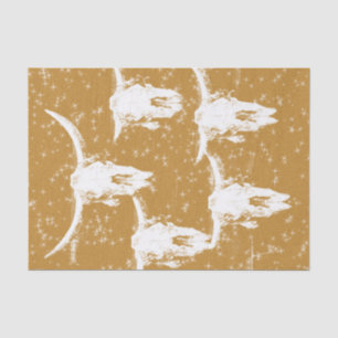 Bull Skulls Gold White Elegant Glitter Pattern Tissue Paper