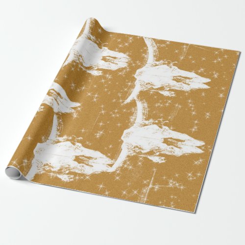 Bull Skulls Gold White Elegant Glitter Pattern Wrapping Paper