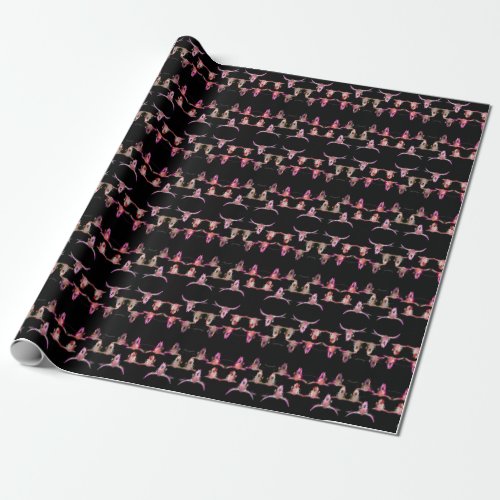 Bull Skulls Western Pink Brown Black Rustic Wrapping Paper