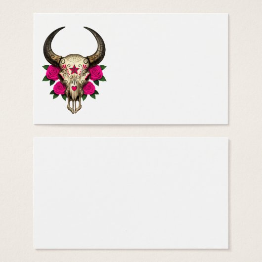 Bull Sugar Skull with Pink Roses (Front & Back)