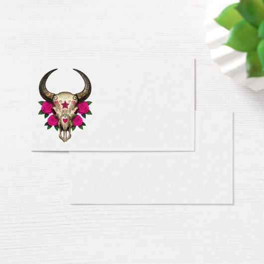 Bull Sugar Skull with Pink Roses (Desk)