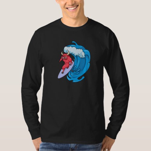 Bull surfer on hydrofoil surfboard T_Shirt