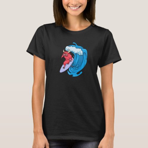 Bull surfer on hydrofoil surfboard T_Shirt