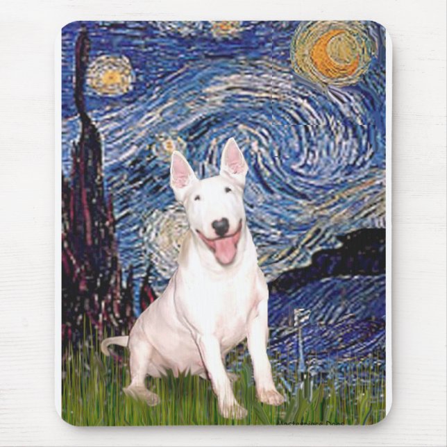 Bull Terrier 4 - Starry Night (Vert) Mouse Pad (Front)