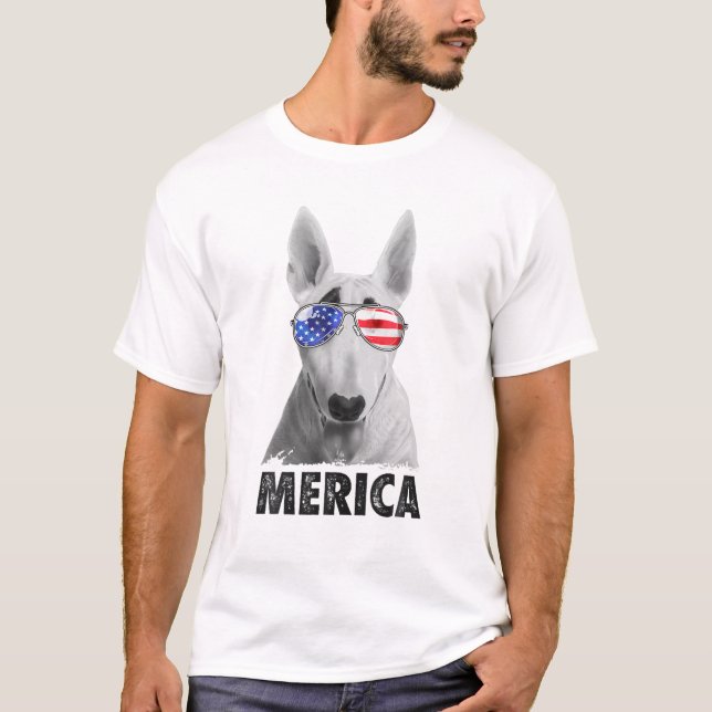 Bull Terrier 4Th Of July Merica Men American Flag T-Shirt (Front)