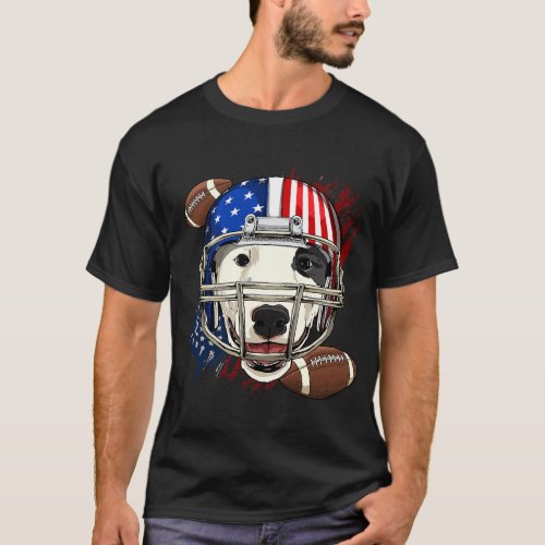 Bull Terrier American Football Dog Lovers USA Flag T_Shirt