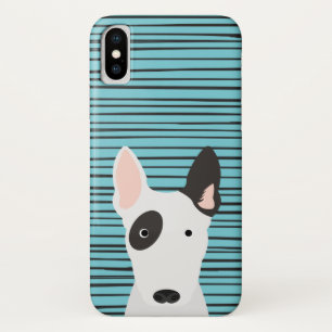 Bull Terrier and Grunge Stripes Pattern iPhone X Case