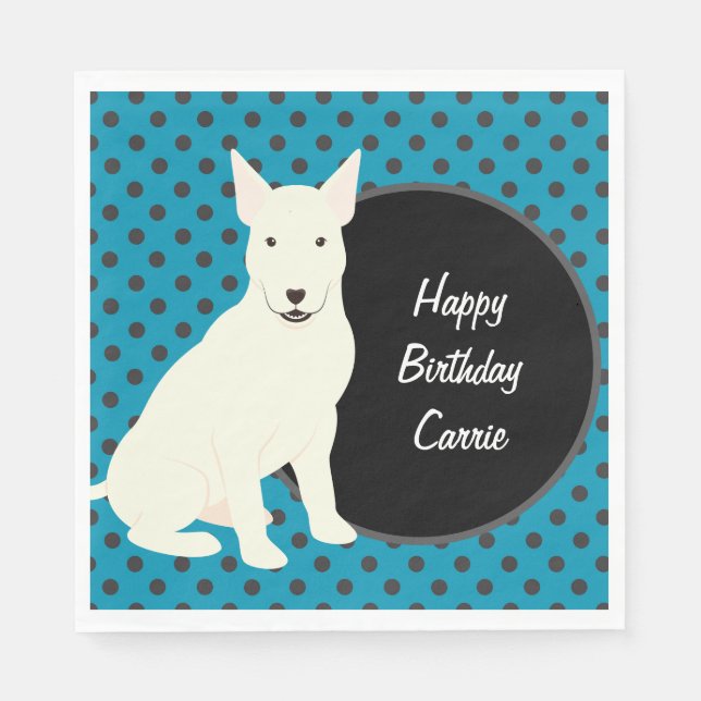 Bull Terrier and Polka Dots Personalized Napkins (Front)