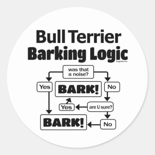 Bull Terrier Barking Logic Classic Round Sticker