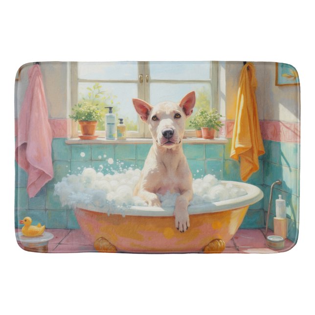 Bull Terrier Bath Time Fun Bathroom Decor Mat (Front)