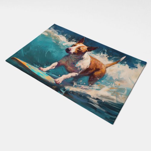 Bull Terrier Beach Surfing Painting Doormat