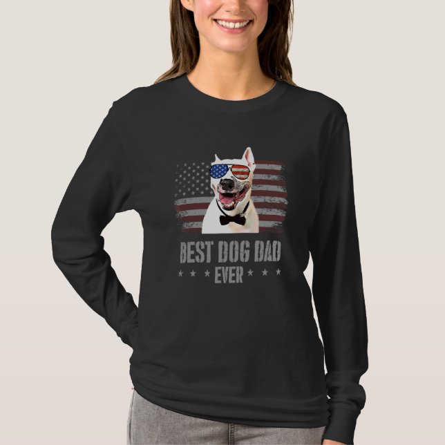 Bull Terrier Best Dog Dad Ever Retro Usa American  T-Shirt (Front)