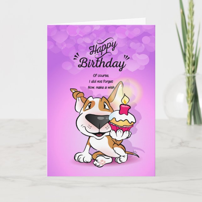 Bull Terrier Cartoon Card "Happy Birthday" (Front)