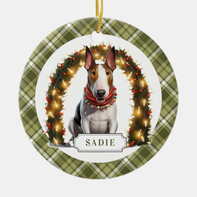 Bull Terrier Ceramic Circle Ornament (Front)
