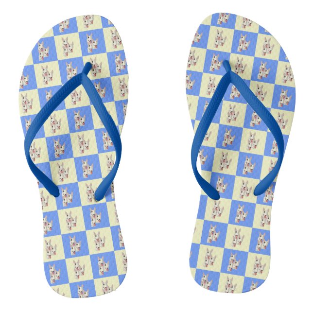 Bull Terrier Checkered Flip Flops (Footbed)