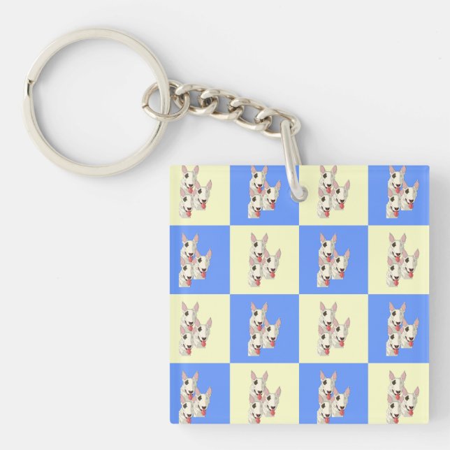 Bull Terrier Checkered Keychain (Front)