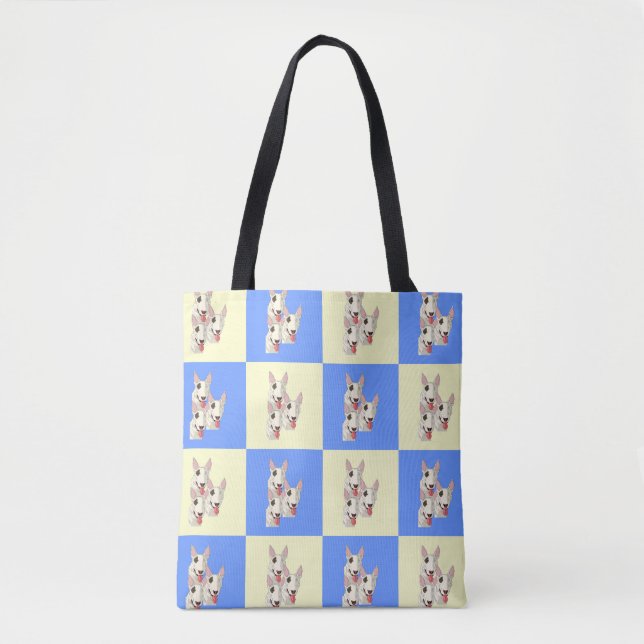 Bull Terrier Checkered Tote Bag (Front)