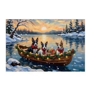 Bull Terrier Christmas Boat Holiday Acrylic Print