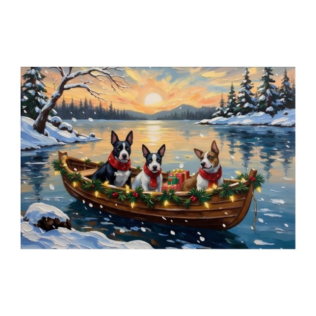 Bull Terrier Christmas Boat Holiday Acrylic Print (Front)
