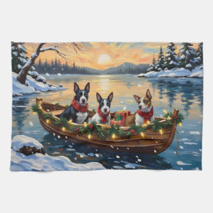 Bull Terrier Christmas Boat Holiday Kitchen Towel