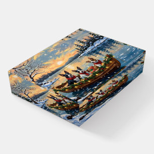 Bull Terrier Christmas Boat Holiday Paperweight