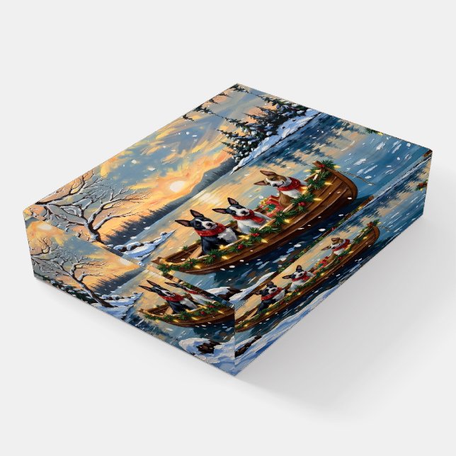 Bull Terrier Christmas Boat Holiday Paperweight (Angled)