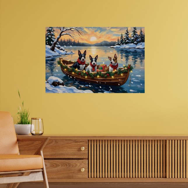 Bull Terrier Christmas Boat Holiday Poster (Living Room 2)