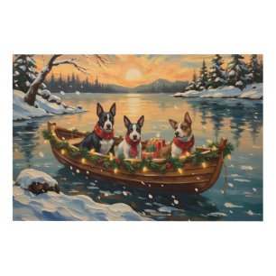 Bull Terrier Christmas Boat Holiday Wood Wall Art