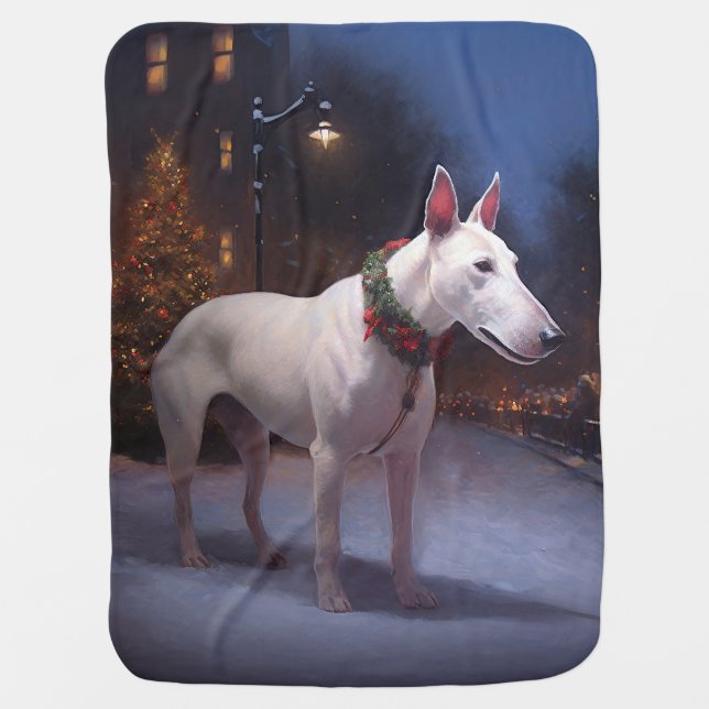 Bull Terrier Christmas Festive Season Baby Blanket (Front)