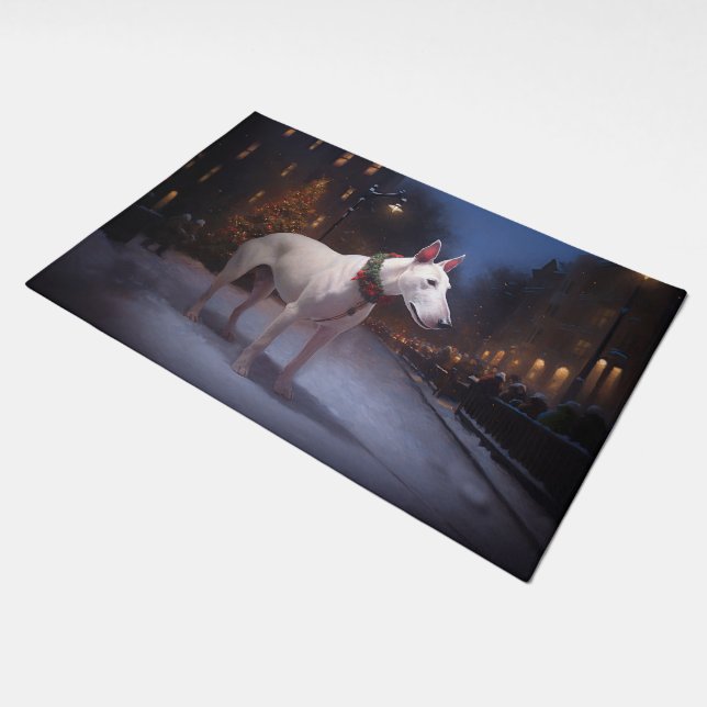 Bull Terrier Christmas Festive Season Doormat (Angled)