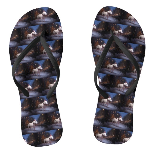 Bull Terrier Christmas Festive Season Flip Flops (Footbed)
