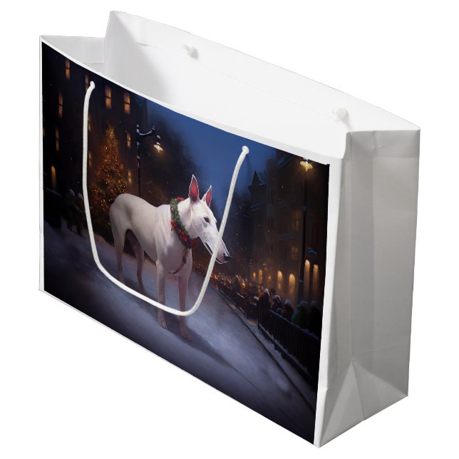 Bull Terrier Christmas Festive Season Large Gift Bag (Front Angled)