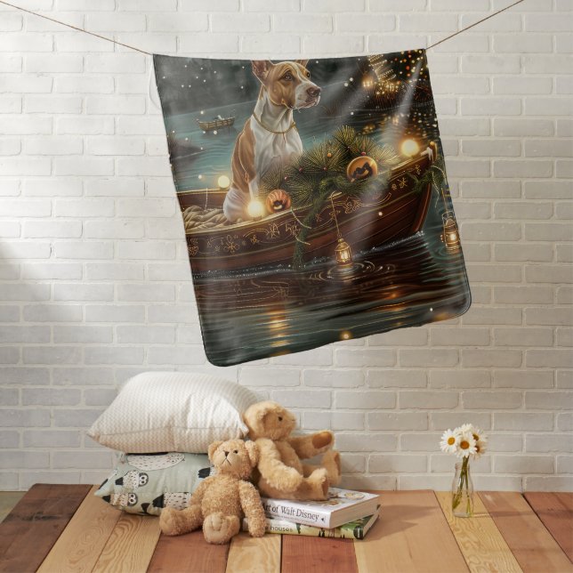 Bull Terrier Christmas Festive Voyage Baby Blanket (In Situ)