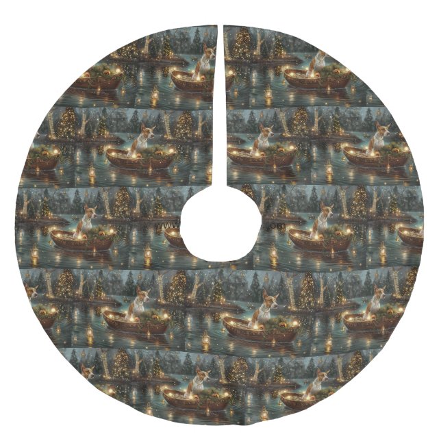 Bull Terrier Christmas Festive Voyage Brushed Polyester Tree Skirt (Front)