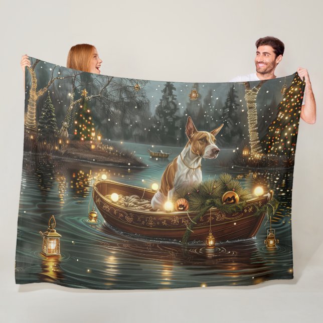Bull Terrier Christmas Festive Voyage Fleece Blanket (In Situ)