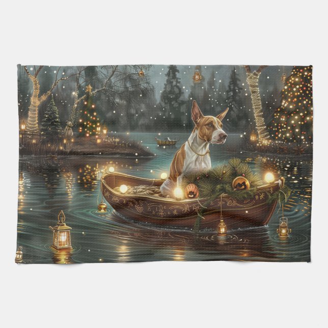 Bull Terrier Christmas Festive Voyage Kitchen Towel (Horizontal)