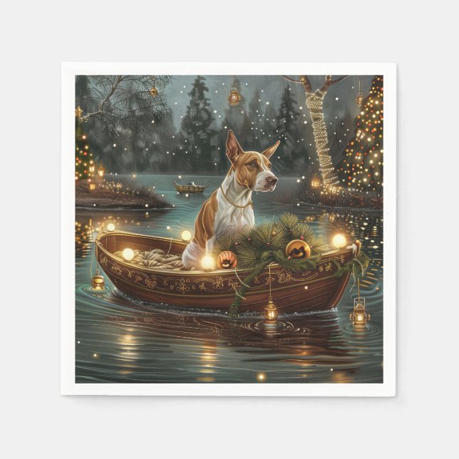 Bull Terrier Christmas Festive Voyage Napkins (Front)