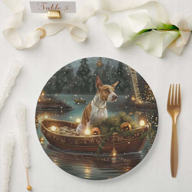 Bull Terrier Christmas Festive Voyage Paper Plates (Wedding)