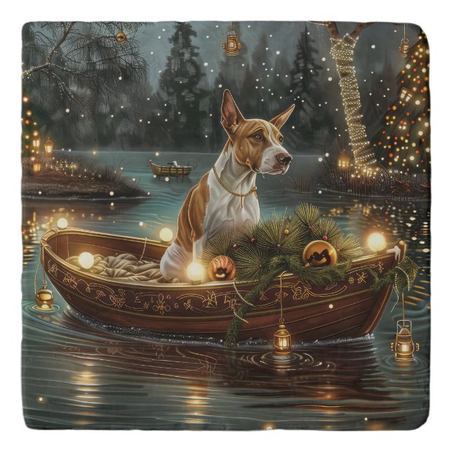 Bull Terrier Christmas Festive Voyage Trivet (Front)
