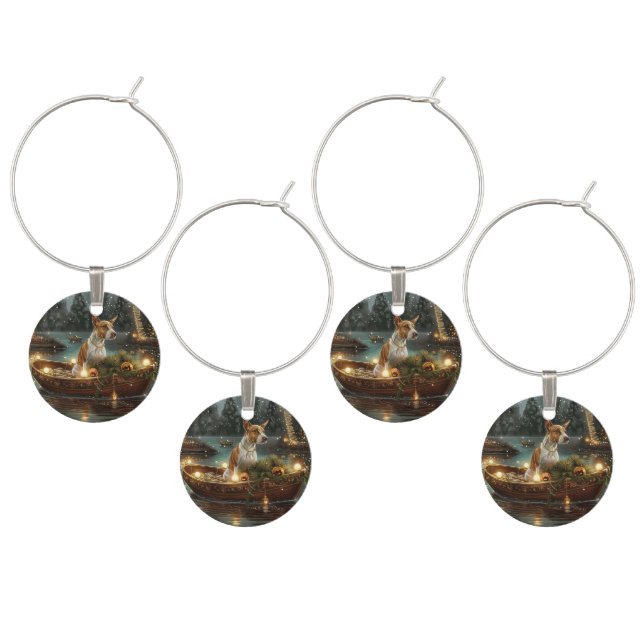 Bull Terrier Christmas Festive Voyage Wine Charm (Staggered)