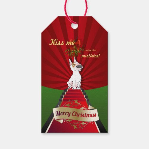 Bull Terrier Christmas Gift Tag Mistletoe